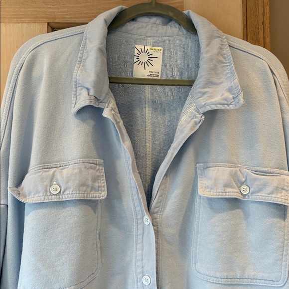 Aerie Offline Ombre Blue Casual Button Down Shirt Jacket Size XXL - Picture 2 of 11